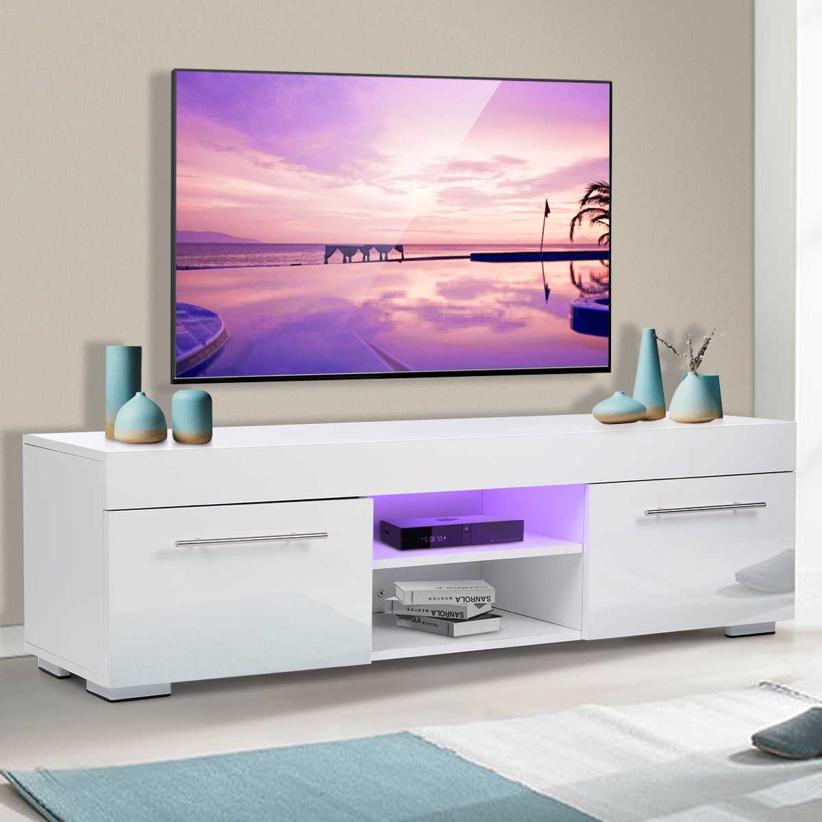 Mueble para TV moderno blanco de 51,18 pulgadas con luces LED, mueble —  Brother's Outlet