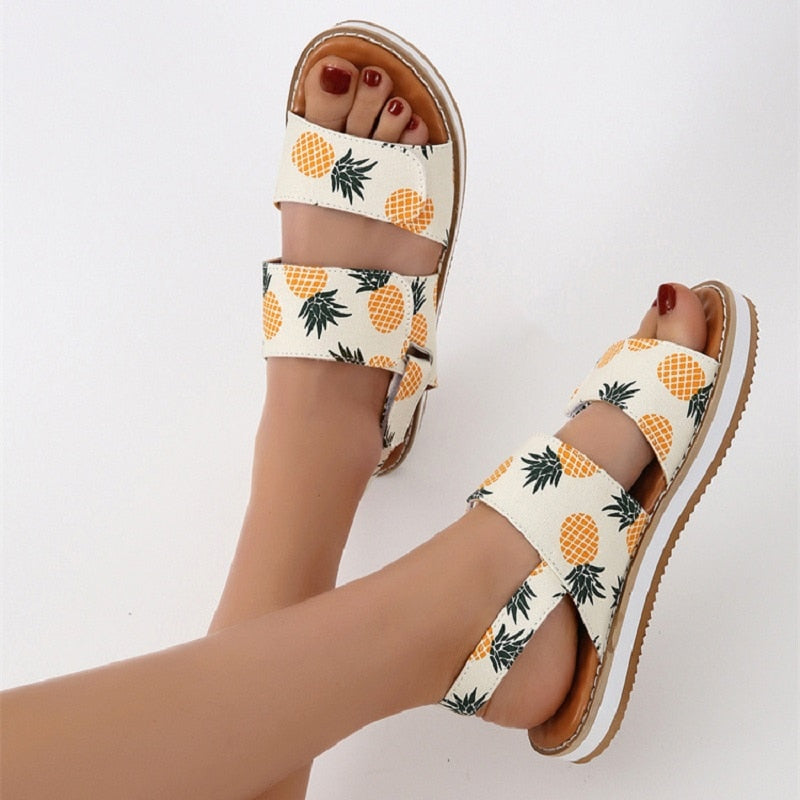 2022 Summer Sandals Women Flat Square Toe Fashion Brand Narrow